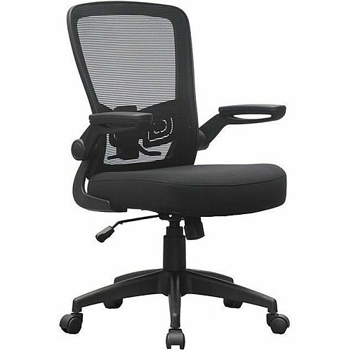 Boss Flip Arm Mesh Back Task Chair Black Seat Color - Foam, Fabric Seat Material - Black Back Color - Mesh Back Material - Black Frame Color - 5-star Base - Black - Mesh, Fabric - Armrest - 1 Each (6366BKBK)