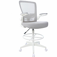 Boss Mesh Flip-Arm Stool Gray Seat Color - Fabric, Foam Seat Material - Gray Back Color - Mesh Back Material - White Frame Color - 5-star Base - Gray - Mesh, Fabric, Chrome - Armrest - 1 Each (16366WTGY)