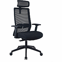 Boss Mesh Chair with Headrest Molded Foam Seat Material - Mesh Back Material - 5-star Base - Black - Mesh, Fabric - Armrest - 1 Each (6036HR)