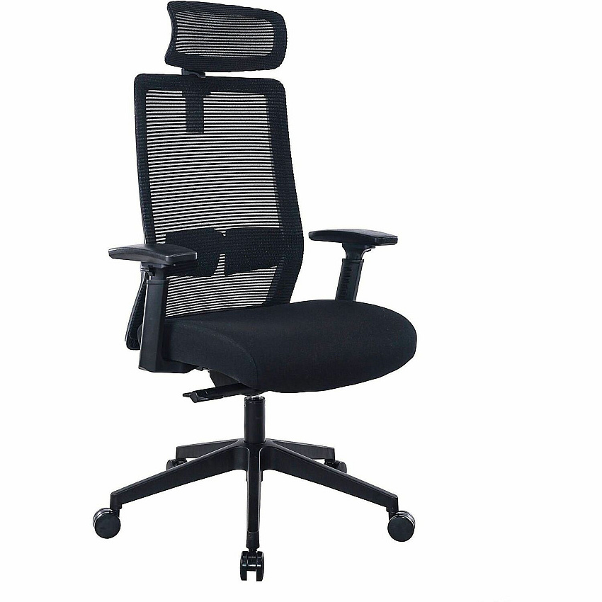 Boss Mesh Chair with Headrest Molded Foam Seat Material - Mesh Back Material - 5-star Base - Black - Mesh, Fabric - Armrest - 1 Each (6036HR)