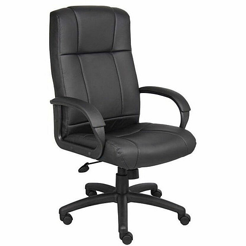 Boss Caressoftplus Vinyl Executive High Back Chair High Back - 5-star Base - Black - Fabric - Armrest - 1 Each (7901)