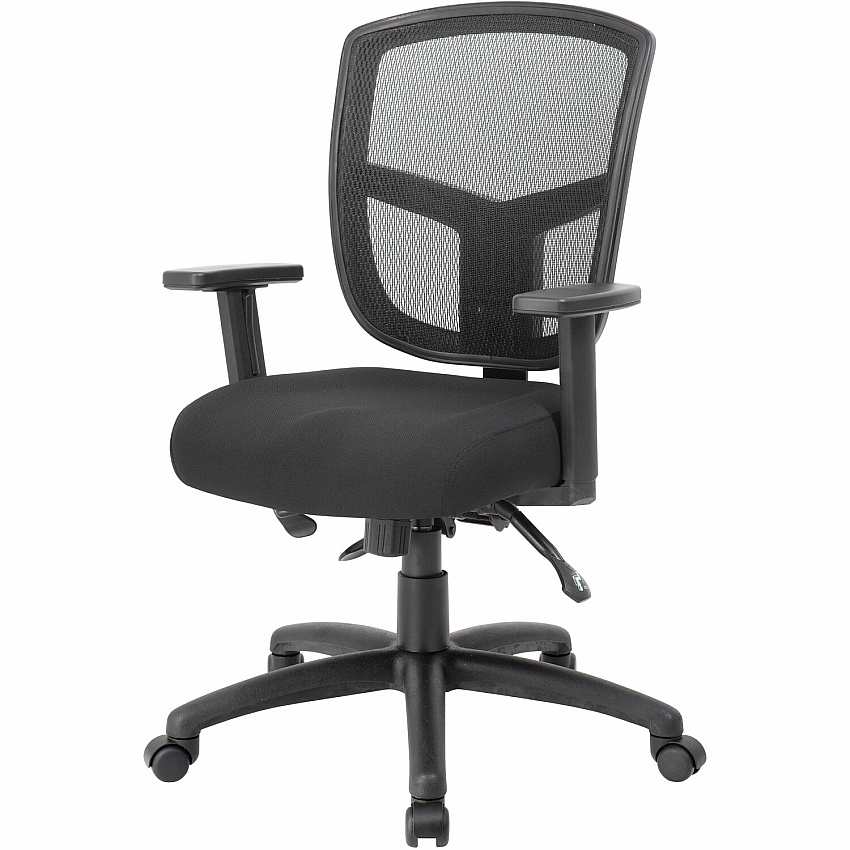 Boss Contract Mesh Task Chair High Density Foam (HDF) Seat Material - Mesh Back Material - 5-star Base - Black - Mesh, Fabric - Armrest - 1 Each (6023)