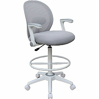 Boss Mesh Flip-Arm Stool Gray Seat Color - Foam, Fabric Seat Material - Gray Back Color - Mesh Back Material - White Frame Color - 5-star Base - Gray - Mesh, Fabric - Armrest - 1 Each (1676WTGY)