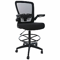 Boss Mesh Flip-Arm Stool Black Seat Color - Fabric, Foam Seat Material - Black Back Color - Mesh Back Material - Black Frame Color - 5-star Base - Black - Mesh, Fabric, Chrome - Armrest - 1 Each (16366BKBK)