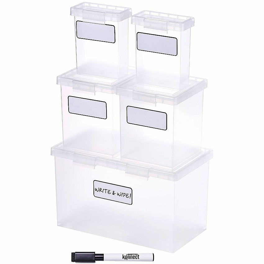 Bostitch&reg; Clear Stackable Storage Cases in 5-Piece Set (23234)