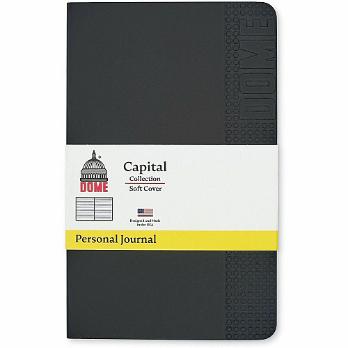 Dome Personal Journal - 5 x 8 Inch Softcover Black Lined Journal Notebook (30008)