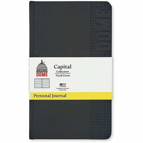 Dome Personal Journal - 5 x 8 Inch Hardcover Black Lined Journal Notebook (30009)