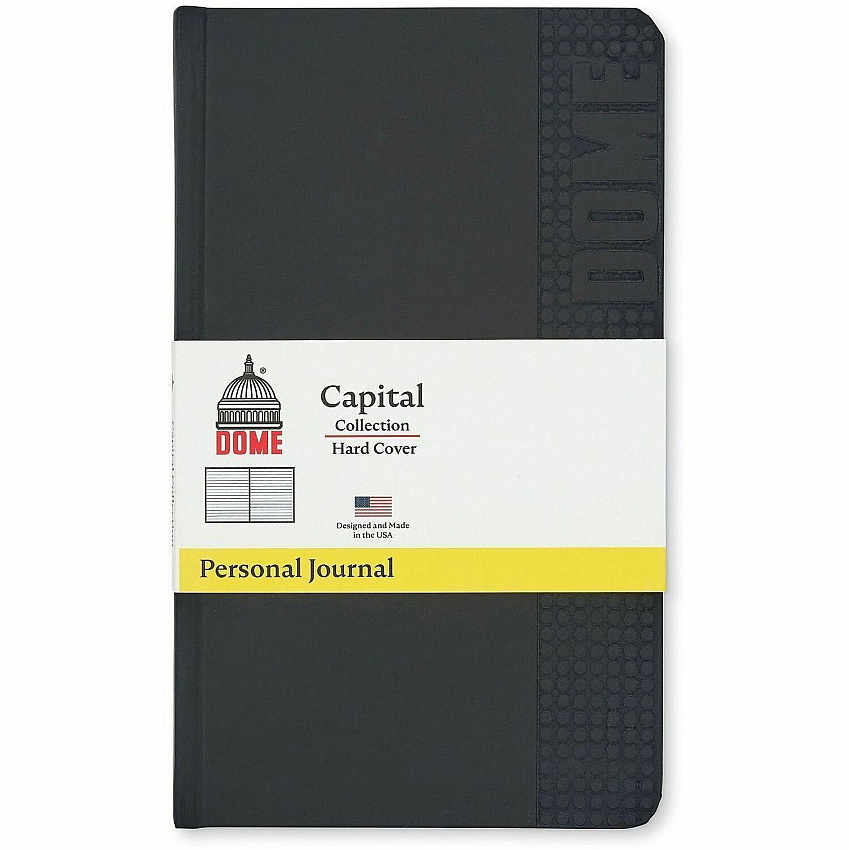 Dome Personal Journal - 5 x 8 Inch Hardcover Black Lined Journal Notebook (30009)