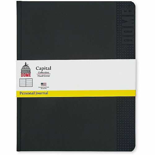 Dome Personal Journal - 8 x 10 Inch Hardcover Black Lined Journal Notebook (30013)