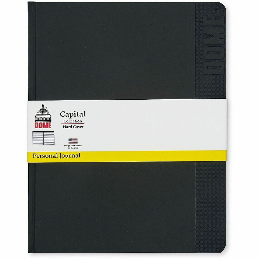 Dome Personal Journal - 8 x 10 Inch Hardcover Black Lined Journal Notebook (30013)