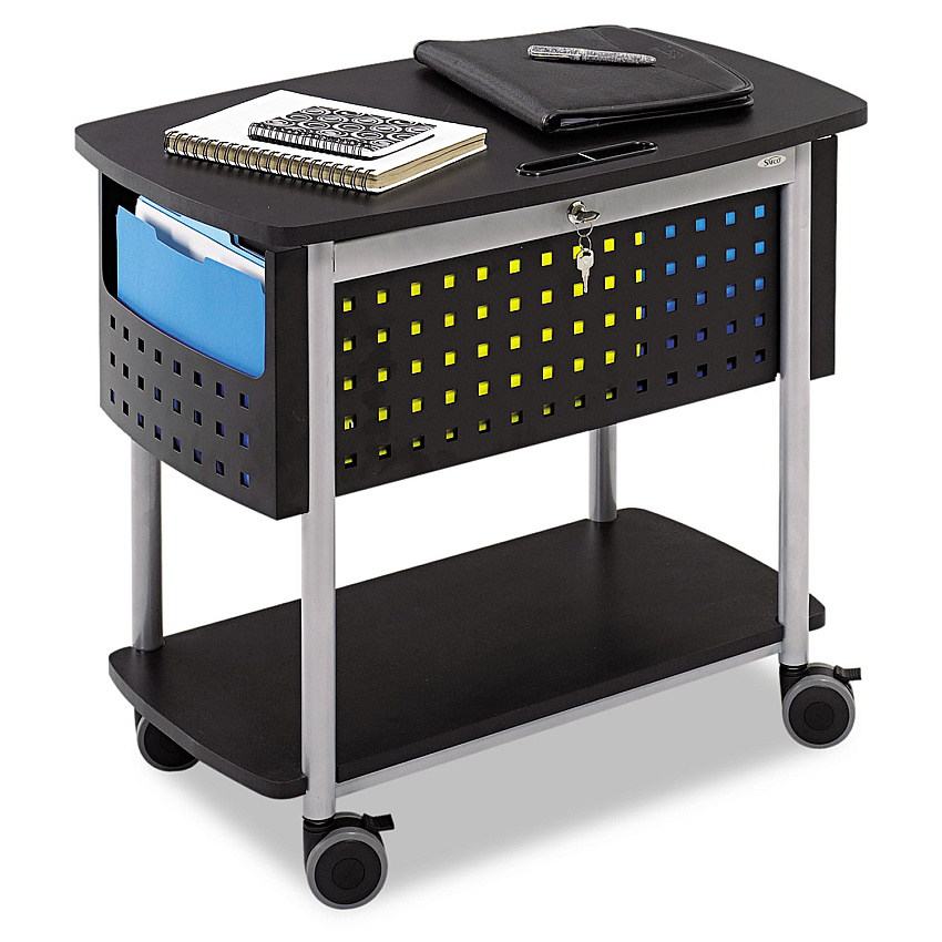 Safco Scoot Mobile File, Metal, 2 Shelves, 2 Bins, 29.75" x 18.75" x 27", Black/Silver (5370BL)