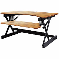 Rocelco R DADBR-40 Height-Adjustable Sit-to-Standing Desk Riser 40 lb Load Capacity - 20" Height x 40" Width x 23.60" Depth - Desktop - Teak - For Monitor, Notebook, Keyboard - Adjustable Height, Keyboard Tray, Scratch Resistant - 1 Each (RDADRT40)