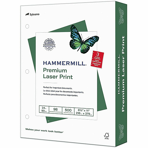 Hammermill Premium 3-Hole Laser Print 24 lb. Paper (107681CT)