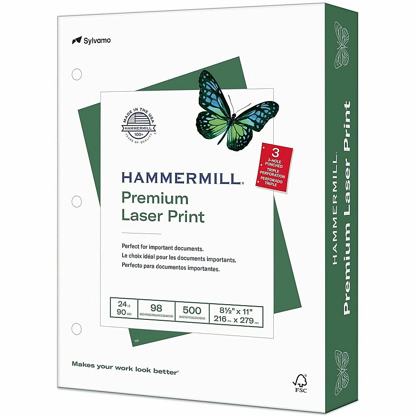 Hammermill Premium 3-Hole Laser Print 24 lb. Paper (107681CT)