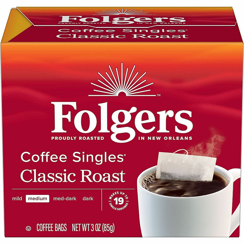 Folgers&reg; Bag, Instant, Packet Singles Medium-Roast Coffee Bags (81121)