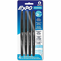 Expo Vis-A-Vis Wet-Erase Markers Erasable - Black Ink - Calendar, Glass - 4 / Pack (2134050A)