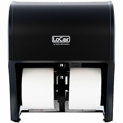 LoCor 4 Bath Tissue Dispenser Roll Dispenser - 4 x Roll - 7.4" Height x 13.2" Width x 13.6" Depth - Matte Black - 1 Carton (D67053N)