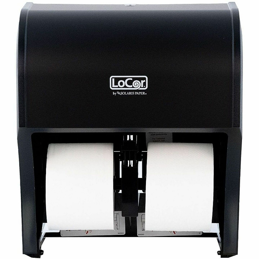 LoCor 4 Bath Tissue Dispenser Roll Dispenser - 4 x Roll - 7.4" Height x 13.2" Width x 13.6" Depth - Matte Black - 1 Carton (D67053N)