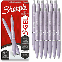 Sharpie S-Gel Pens 0.7 mm Pen Point - Black Ink - Gel-based - Icy Violet Barrel - Writing, Home, School, Office - 12 / Dozen (2234774)