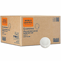 World Centric 12oz-22oz Clear Cold Cup Lids Round - Polylactic Acid (PLA) - Clear - 50/Pack - 20 / Carton (CULCS12F)