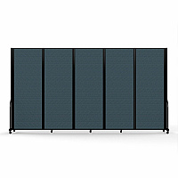 Screenflex Portable Partitions Full Motion Room Dividers 5 Panels - 14.1 ft Width x 90" Height - Steel Frame - Fabric, Polyester - Blue - 1 Each (FSH765BDB)