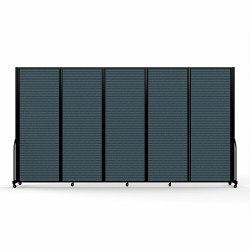 Screenflex Portable Partitions Full Motion Room Dividers 5 Panels - 14.1 ft Width x 90" Height - Steel Frame - Fabric, Polyester - Blue - 1 Each (FSH765BDB)