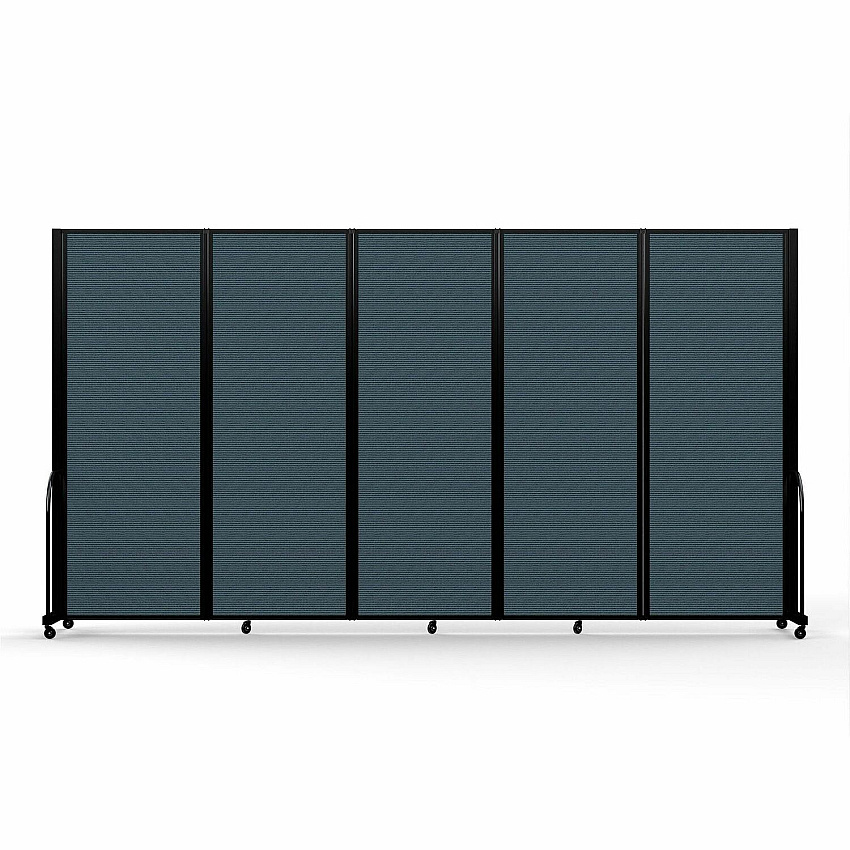 Screenflex Portable Partitions Full Motion Room Dividers 5 Panels - 14.1 ft Width x 90" Height - Steel Frame - Fabric, Polyester - Blue - 1 Each (FSH765BDB)