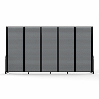 Screenflex Portable Partitions Full Motion Room Dividers 5 Panels - 14.1 ft Width x 90" Height - Steel Frame - Fabric, Polyester - Gray - 1 Each (FSH765BDG)