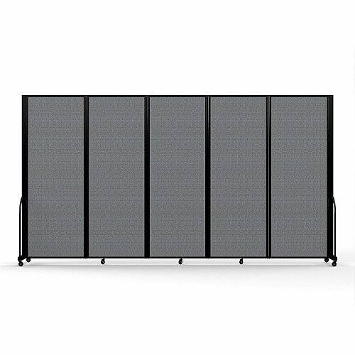 Screenflex Portable Partitions Full Motion Room Dividers 5 Panels - 14.1 ft Width x 90" Height - Steel Frame - Fabric, Polyester - Gray - 1 Each (FSH765BDG)