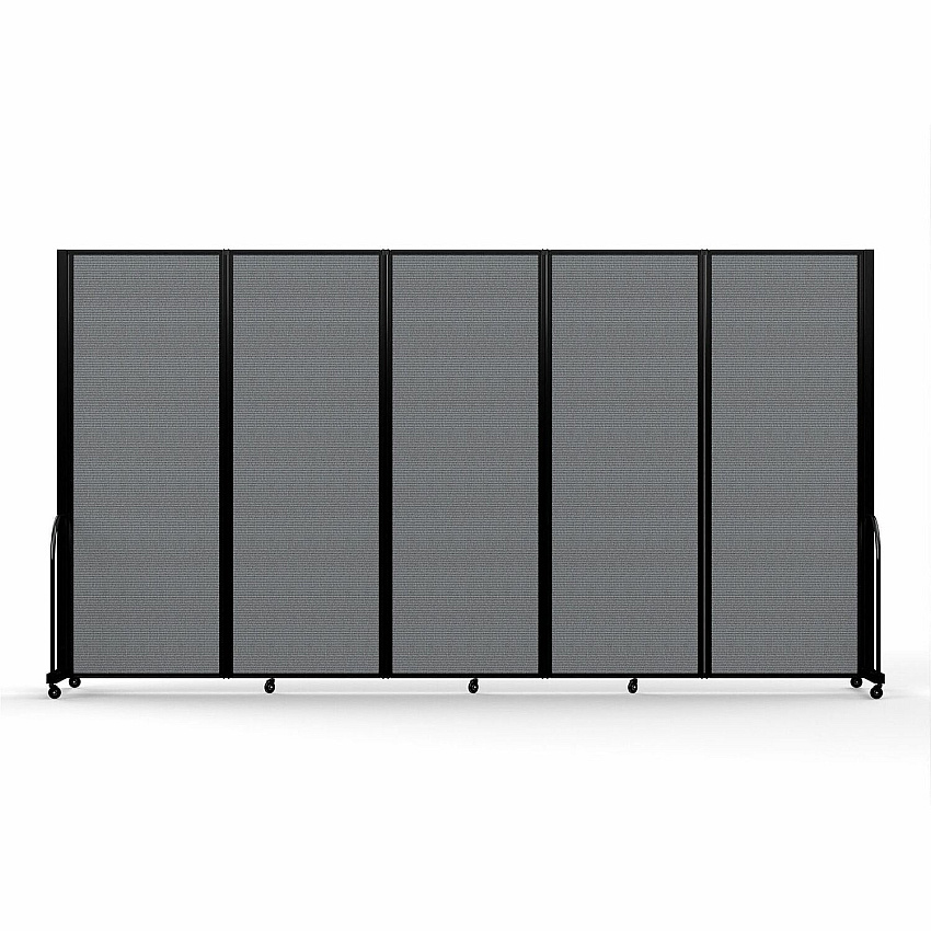 Screenflex Portable Partitions Full Motion Room Dividers 5 Panels - 14.1 ft Width x 90" Height - Steel Frame - Fabric, Polyester - Gray - 1 Each (FSH765BDG)