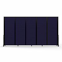 Screenflex Portable Partitions Full Motion Room Dividers 5 Panels - 14.1 ft Width x 90" Height - Steel Frame - Fabric, Polyester - Navy - 1 Each (FSH765BDV)
