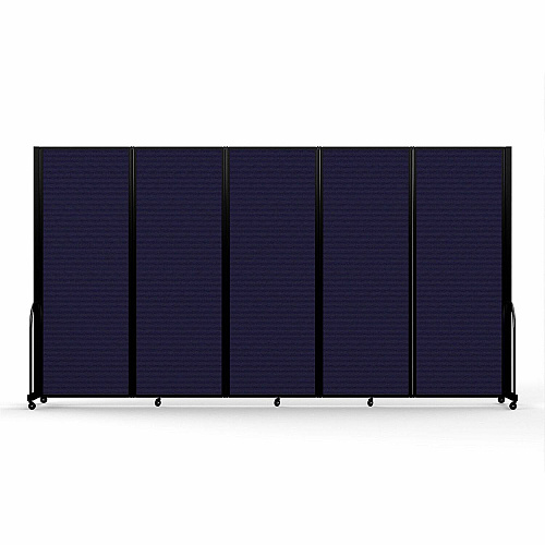 Screenflex Portable Partitions Full Motion Room Dividers 5 Panels - 14.1 ft Width x 90" Height - Steel Frame - Fabric, Polyester - Navy - 1 Each (FSH765BDV)