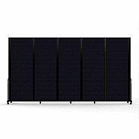 Screenflex Portable Partitions Full Motion Room Dividers 5 Panels - 14.1 ft Width x 90" Height - Steel Frame - Fabric, Polyester - Black - 1 Each (FSH765BDX)