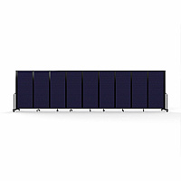 Screenflex Portable Partitions Full Motion Room Dividers 9 Panels - 25.1 ft Width x 82" Height - Steel Frame - Fabric, Polyester - Navy - 1 Each (FSH6109BDV)