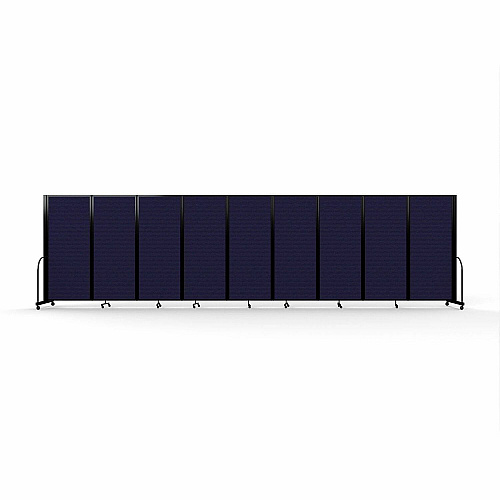 Screenflex Portable Partitions Full Motion Room Dividers 9 Panels - 25.1 ft Width x 82" Height - Steel Frame - Fabric, Polyester - Navy - 1 Each (FSH6109BDV)