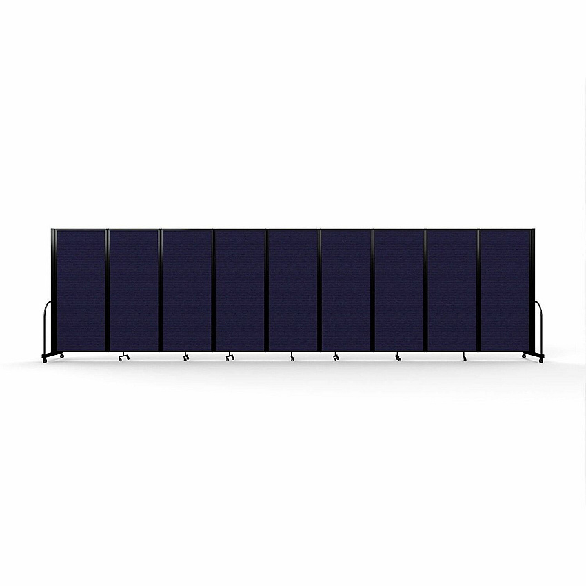 Screenflex Portable Partitions Full Motion Room Dividers 9 Panels - 25.1 ft Width x 82" Height - Steel Frame - Fabric, Polyester - Navy - 1 Each (FSH6109BDV)