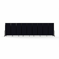 Screenflex Portable Partitions Full Motion Room Dividers 9 Panels - 25.1 ft Width x 82" Height - Steel Frame - Fabric, Polyester - Black - 1 Each (FSH6109BDX)
