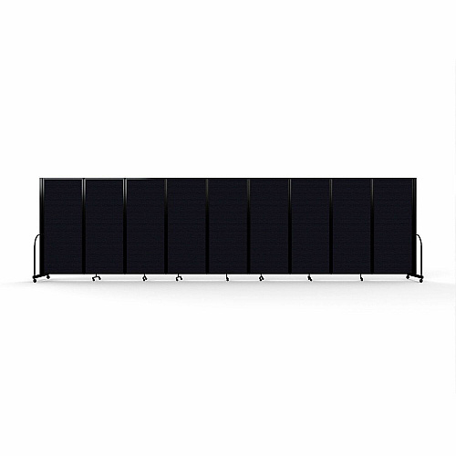 Screenflex Portable Partitions Full Motion Room Dividers 9 Panels - 25.1 ft Width x 82" Height - Steel Frame - Fabric, Polyester - Black - 1 Each (FSH6109BDX)