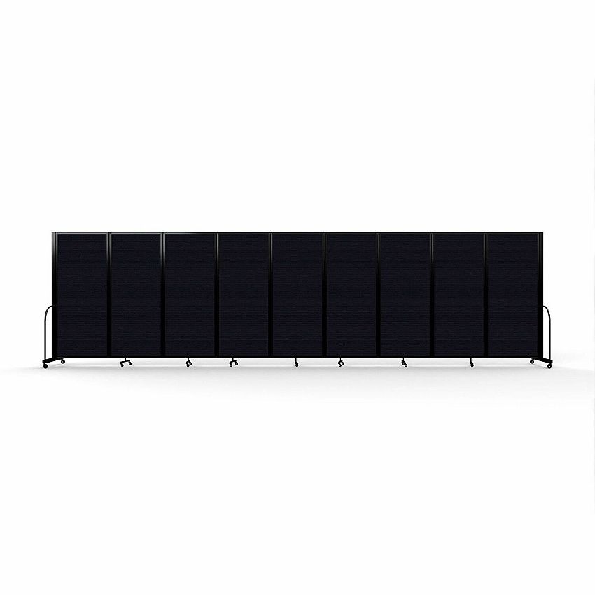 Screenflex Portable Partitions Full Motion Room Dividers 9 Panels - 25.1 ft Width x 82" Height - Steel Frame - Fabric, Polyester - Black - 1 Each (FSH6109BDX)