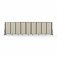 Screenflex Portable Partitions Full Motion Room Dividers 9 Panels - 25.1 ft Width x 82" Height - Steel Frame - Fabric, Polyester - Sand - 1 Each (FSH6109BSND)