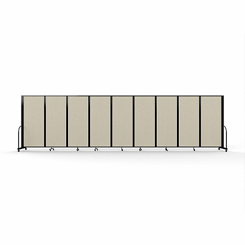 Screenflex Portable Partitions Full Motion Room Dividers 9 Panels - 25.1 ft Width x 82" Height - Steel Frame - Fabric, Polyester - Sand - 1 Each (FSH6109BSND)