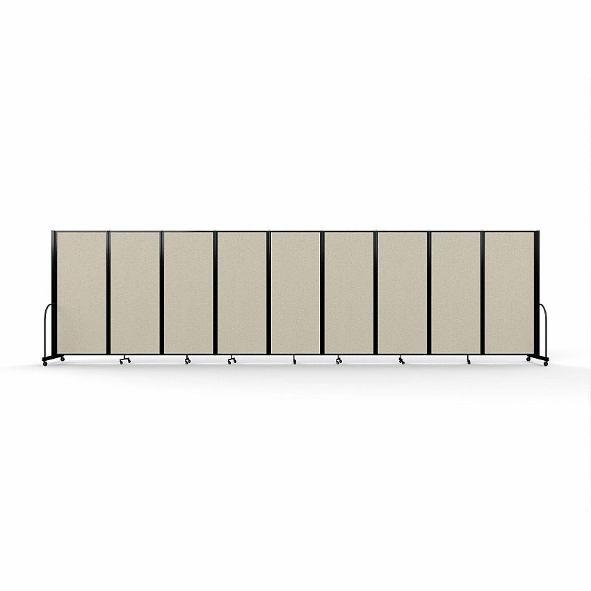 Screenflex Portable Partitions Full Motion Room Dividers 9 Panels - 25.1 ft Width x 82" Height - Steel Frame - Fabric, Polyester - Sand - 1 Each (FSH6109BSND)