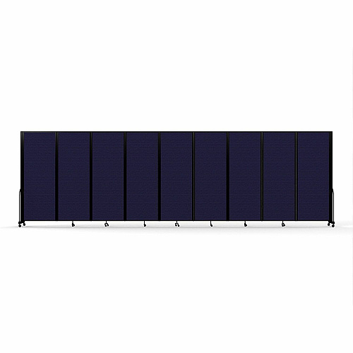 Screenflex Portable Partitions Full Motion Room Dividers 9 Panels - 25.1 ft Width x 90" Height - Steel Frame - Fabric, Polyester - Navy - 1 Each (FSH769BDV)