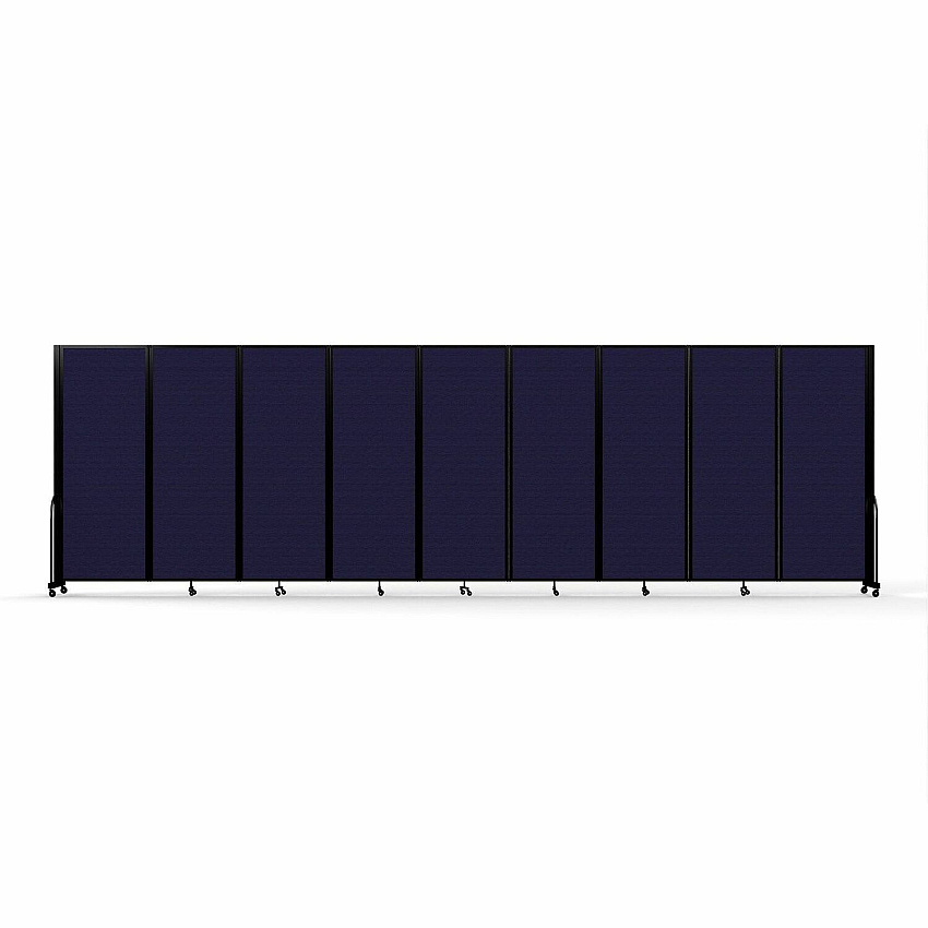 Screenflex Portable Partitions Full Motion Room Dividers 9 Panels - 25.1 ft Width x 90" Height - Steel Frame - Fabric, Polyester - Navy - 1 Each (FSH769BDV)