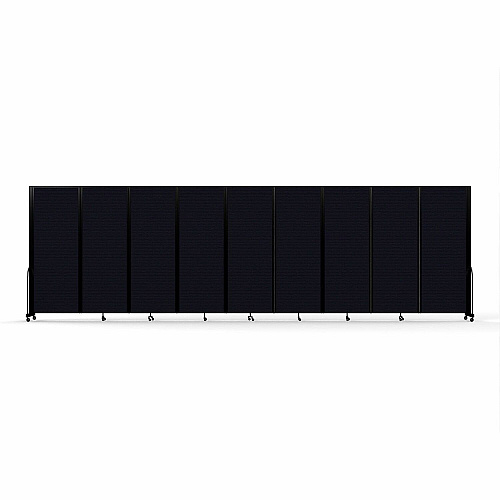 Screenflex Portable Partitions Full Motion Room Dividers 9 Panels - 25.1 ft Width x 90" Height - Steel Frame - Fabric, Polyester - Black - 1 Each (FSH769BDX)