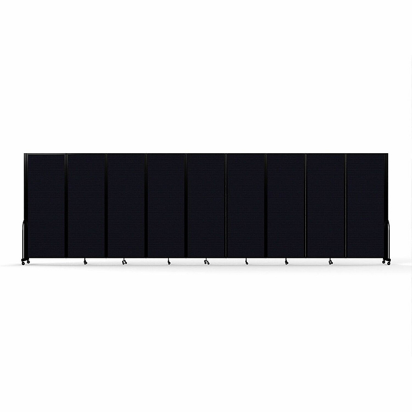 Screenflex Portable Partitions Full Motion Room Dividers 9 Panels - 25.1 ft Width x 90" Height - Steel Frame - Fabric, Polyester - Black - 1 Each (FSH769BDX)