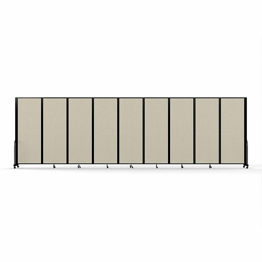 Screenflex Portable Partitions Full Motion Room Dividers 9 Panels - 25.1 ft Width x 90" Height - Steel Frame - Fabric, Polyester - Sand - 1 Each (FSH769BSND)