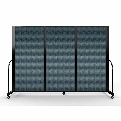 Screenflex Portable Partitions Full Motion Room Dividers 3 Panels - 103" Width x 72" Height - Steel Frame - Fabric, Polyester - Blue - 1 Each (FSH603BDB)