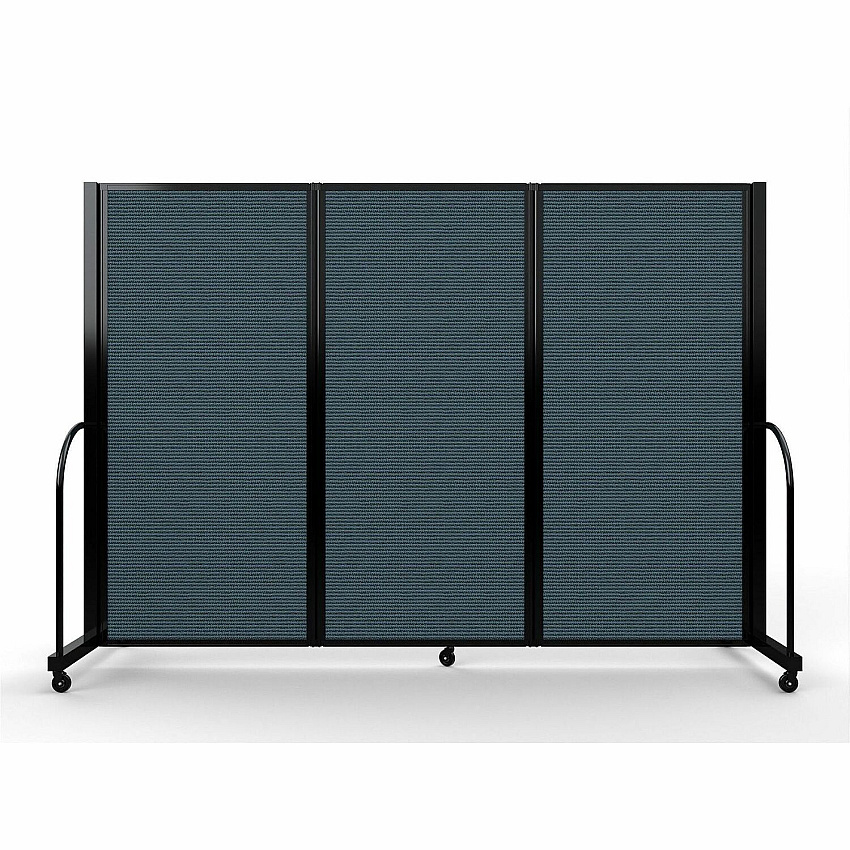 Screenflex Portable Partitions Full Motion Room Dividers 3 Panels - 103" Width x 72" Height - Steel Frame - Fabric, Polyester - Blue - 1 Each (FSH603BDB)
