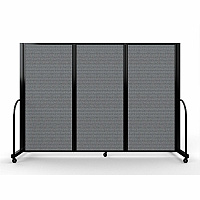 Screenflex Portable Partitions Full Motion Room Dividers 3 Panels - 103" Width x 72" Height - Steel Frame - Fabric, Polyester - Stone - 1 Each (FSH603BDG)
